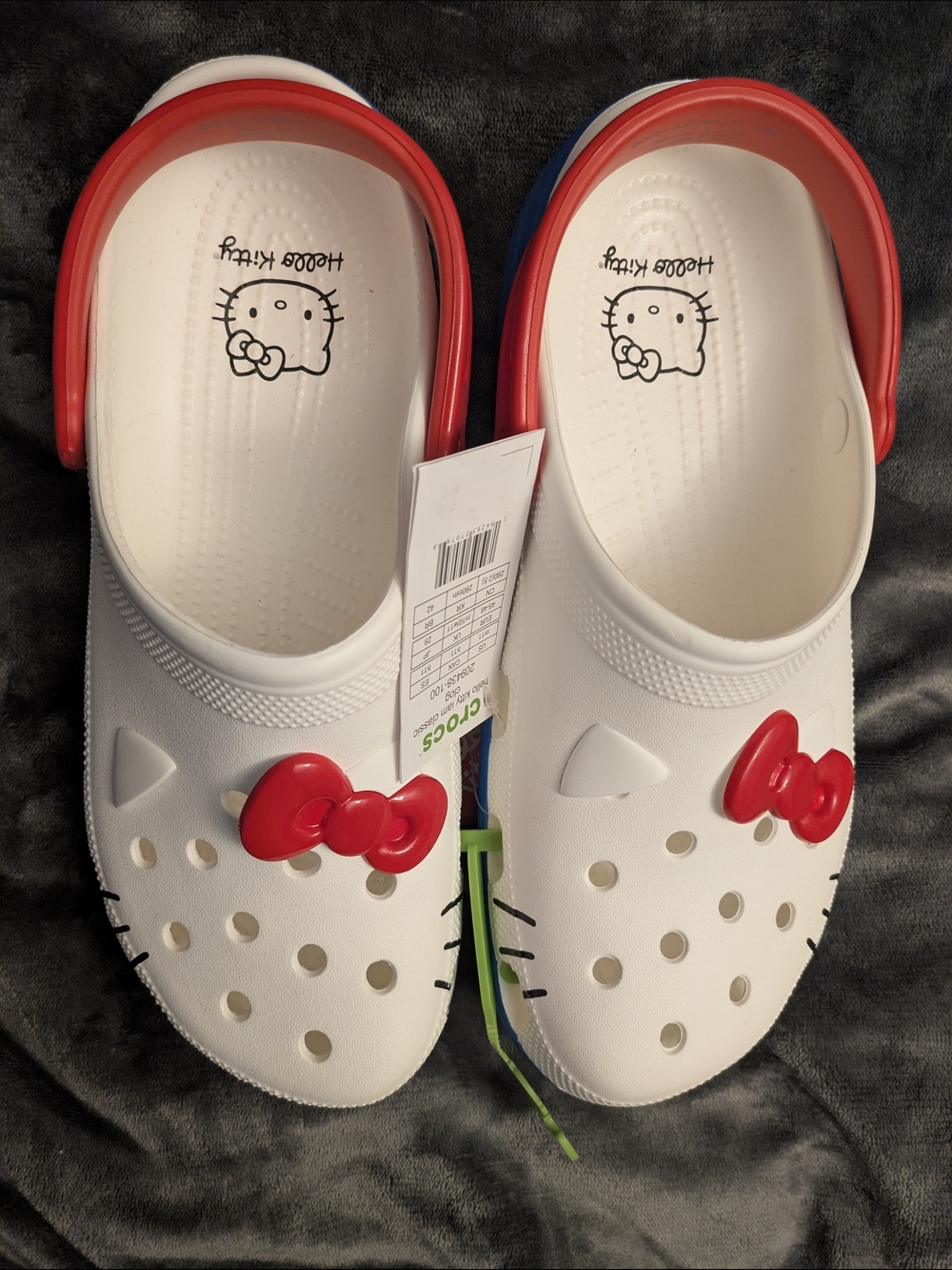 NWT Crocs Hello Kitty I Am Classic Clog White Red Blue Men's 11 Women's 13